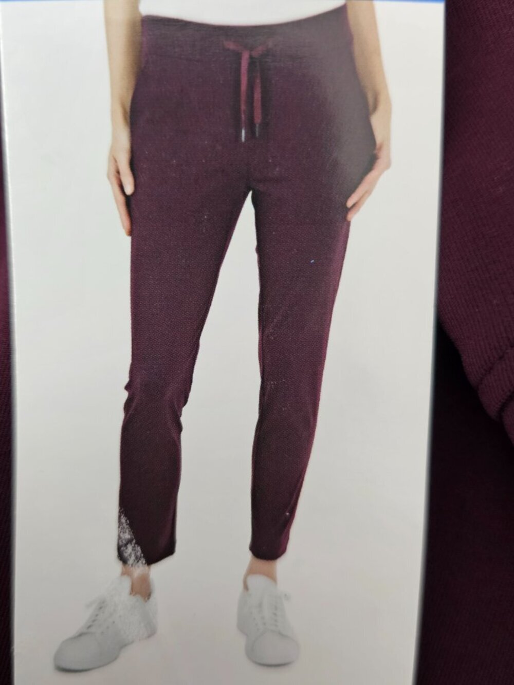 Tuff Athletics Yoga High Waist Cropped Drawstring Active Jogger Pants Maroon L